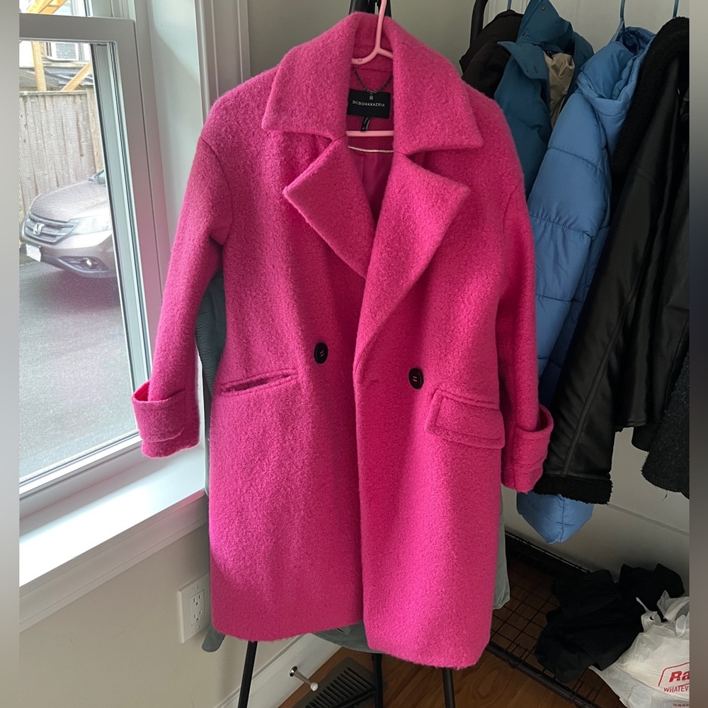 BCBGMaxAzria Hot Pink Long Peacoat